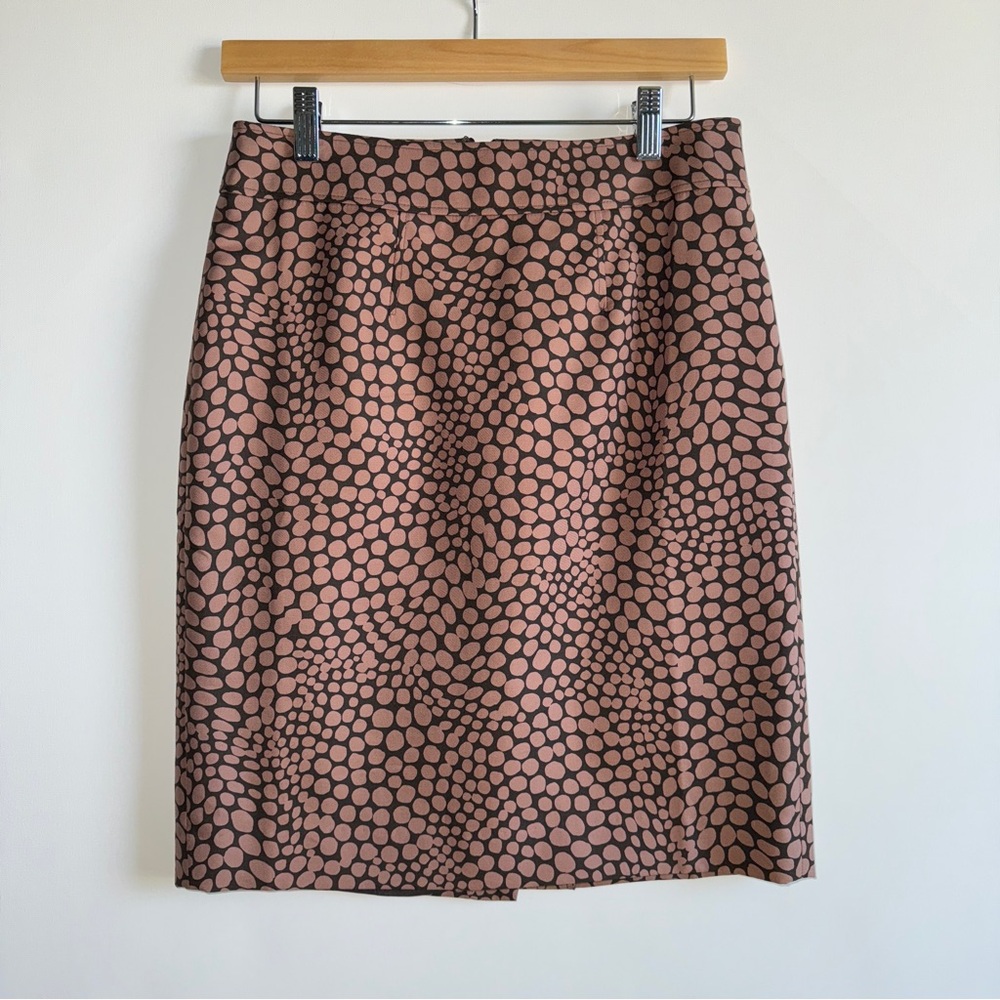 Ann Taylor LOFT Silk Blend Pencil Skirt Size 4 Abstract Organic Print Brown